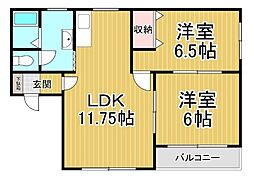 コーポ慶星 2LDKの間取図画像