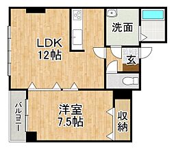 エクセル 1LDKの間取図画像