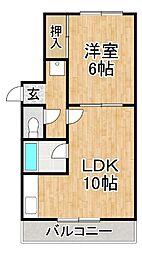 柏ハイツ 1LDKの間取図画像