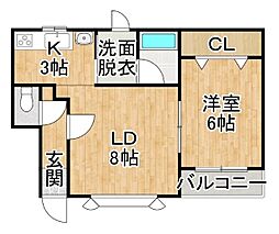 アビーロード 1LDKの間取図画像