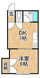 グランディール19 1DKの間取図画像