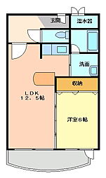 安ら木 1LDKの間取図画像