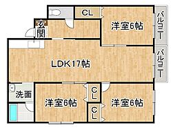 白銀マンション 3LDKの間取図画像