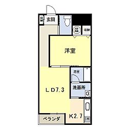 ユトリロ・電信通 1LDKの間取図画像