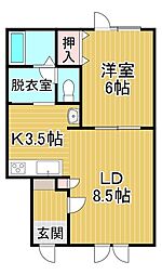 クレアーレ西館 1LDKの間取図画像