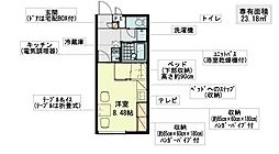 レオパレスサザンヒルズ雅 1Kの間取図画像