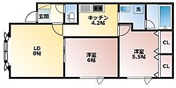 ベルハイツ 2LDKの間取図画像