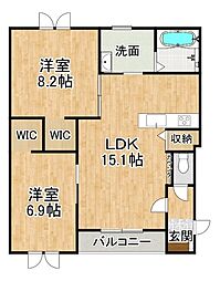 OneSelf 2LDKの間取図画像