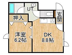 Eアオヤマ 1DKの間取図画像