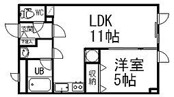 Lagu161W 1LDKの間取図画像