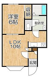 メモリアルウエストハイツ 1DKの間取図画像