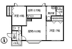 タマキハイム1 2LDKの間取図画像