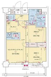 プレサンス名古屋菊井セルカ 2LDKの間取図画像