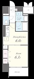 エスカルコート 1DKの間取図画像
