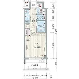 プレサンス鶴舞公園WEST 1Kの間取図画像