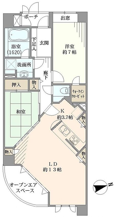 専有面積:70.51m2、2LDK+WIC戸建て感覚の門扉のあるエスコートポーチ、大容量の下足入れ、1620サイズの広めのバスユニット、琉球畳の和室、バリアフリーで出られるオープンエアスペース等