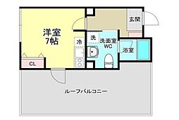 東京メトロ日比谷線 広尾駅 徒歩16分の賃貸マンション 5階ワンルームの間取り
