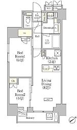 パークヴィラ恵比寿 2LDKの間取図画像
