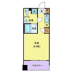 クレジデンス神谷町 ワンルームの間取図画像