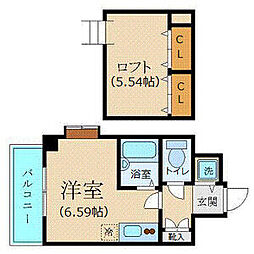 K&W西新橋 1Kの間取図画像