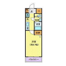 プレール・ドゥーク品川御殿山 1Kの間取図画像