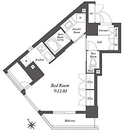 レジデンシャル目黒 ワンルームの間取図画像