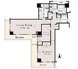 恵比寿ガーデンテラス弐番館 2LDKの間取図画像