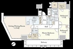 プラウドタワー渋谷 3LDKの間取図画像