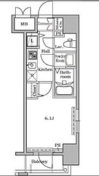 レジディア広尾2 1Kの間取図画像