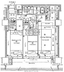 プラウド恵比寿ヒルサイドガーデン 2LDKの間取図画像