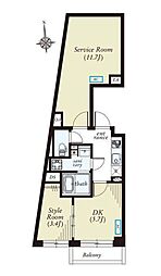 kinomori代々木上原 1SLDKの間取図画像