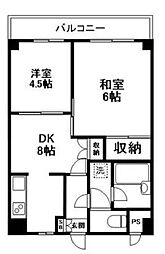 サンローゼ津田 2DKの間取図画像