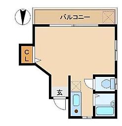 クレセントフラッツ ワンルームの間取図画像