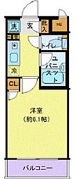 アヴァンツァーレ高輪 1Kの間取図画像