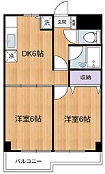 篠宮ビルコーポフローラ 2DKの間取図画像