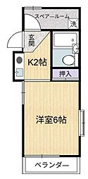 スエヒロ-2 3階1Kの間取り
