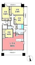 ダイアパレス四日市久保田 3SLDKの間取図画像