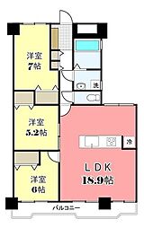中部マンション 3LDKの間取図画像