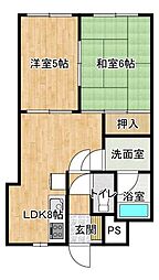 信開グランドハイツ 2LDKの間取図画像