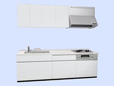 【同仕様写真】キッチンはハウステック製の新品に交換します。収納はたっぷり入り便利な引き出し式で天板は高級感のある人工大理石なので傷がつきにくく使いやすいですよ。