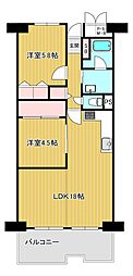 南港ガーデンハイツ23棟 2LDKの間取図画像