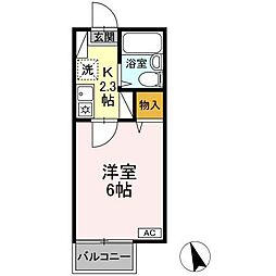 ソレイユ長野 1Kの間取図画像