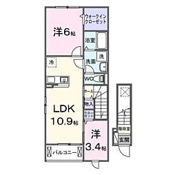 ファビオネスト駒沢 2LDKの間取図画像