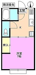 パインハイツ 1Kの間取図画像