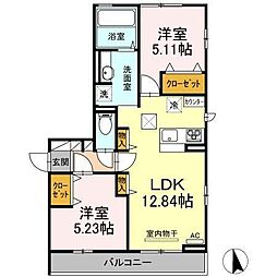 CUBE 2LDKの間取図画像