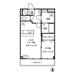 サンセールハーツ 1LDKの間取図画像