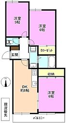 本郷イースト 3DKの間取図画像