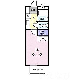 セイバー浜野 1Kの間取図画像