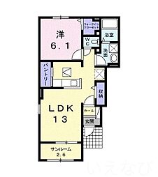 グランド・ルミエール郡A 1LDKの間取図画像