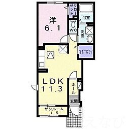 カルポネーロA 1LDKの間取図画像